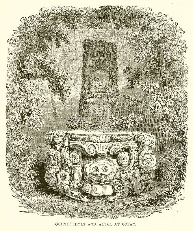 Quiche Idols and Altar at Copan by English School