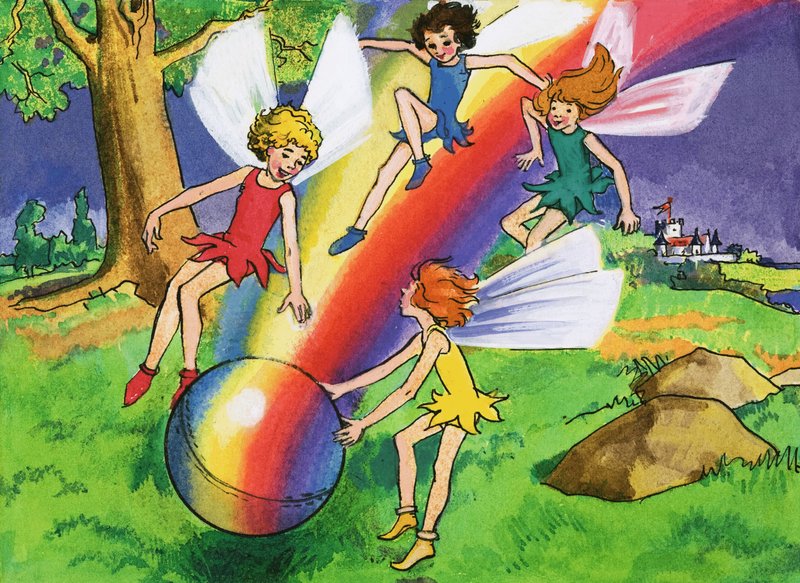 Rainbow Ball and Fairies by English School
