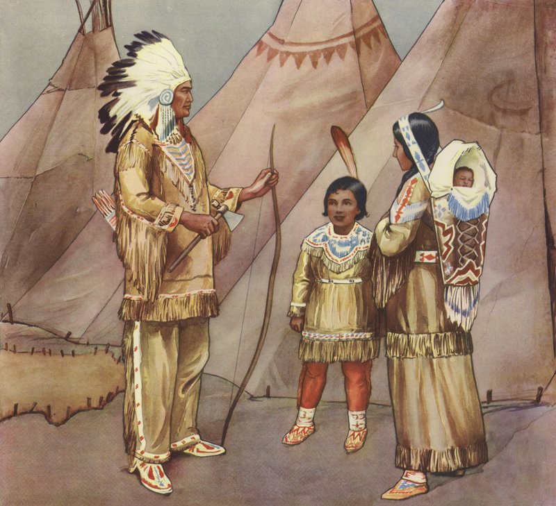 Red Indian family by English School