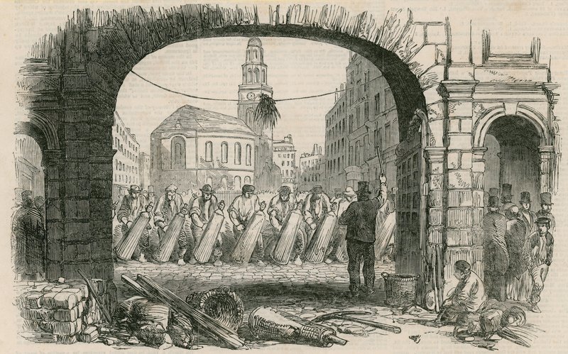 Repavement of The Strand, London by English School
