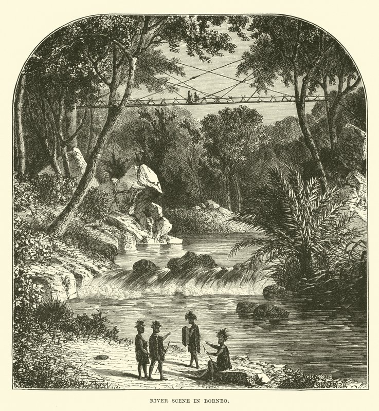 River Scene in Borneo by English School