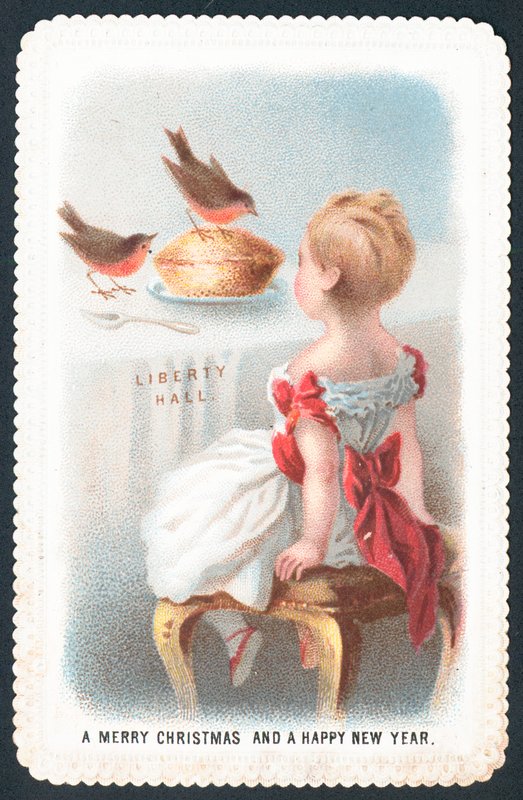 Robins pecking at pie by English School