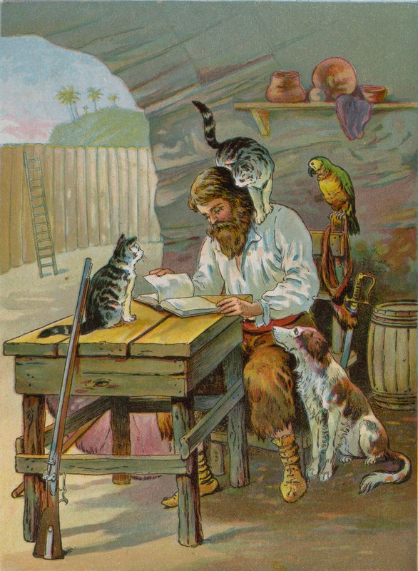 Robinson Crusoe at Home in the Castle by English School