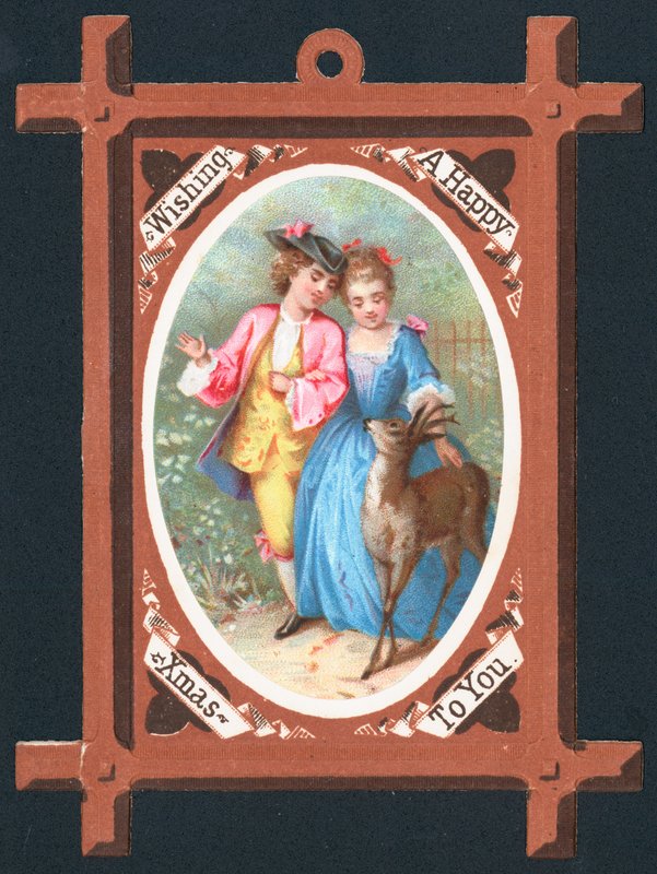 Romantic couple with deer by English School