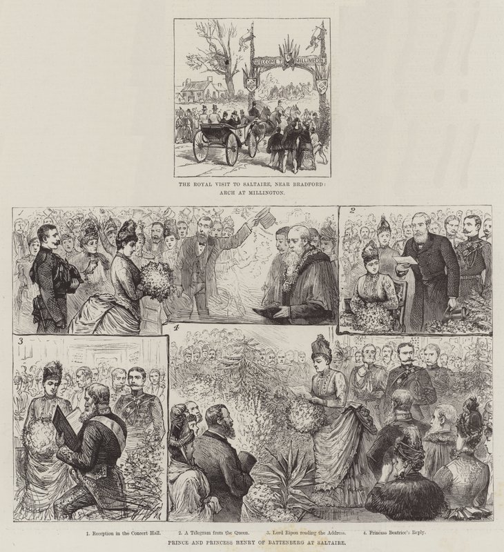 Royal Visit to Saltaire (engraving) by English School