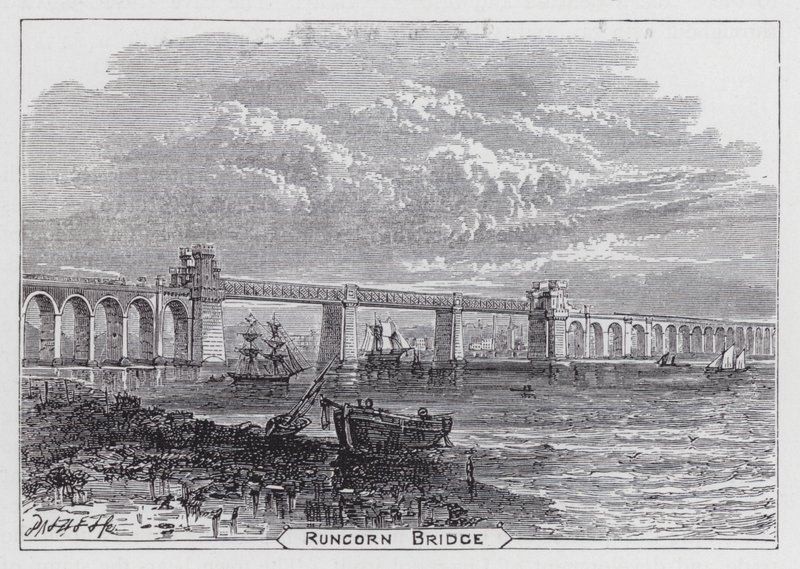 Runcorn Bridge (engraving) by English School