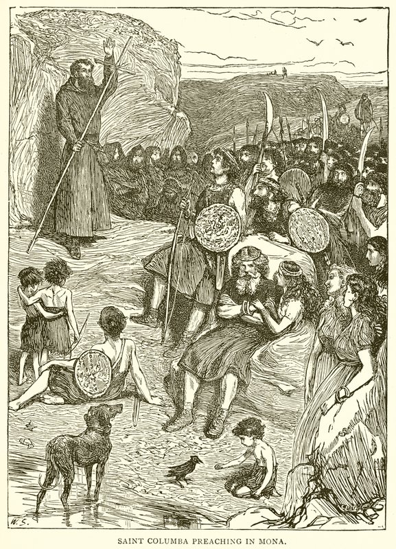 Saint Columba Preaching in Mona by English School
