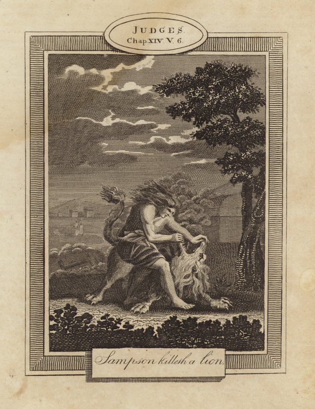 Samson kills a lion by English School