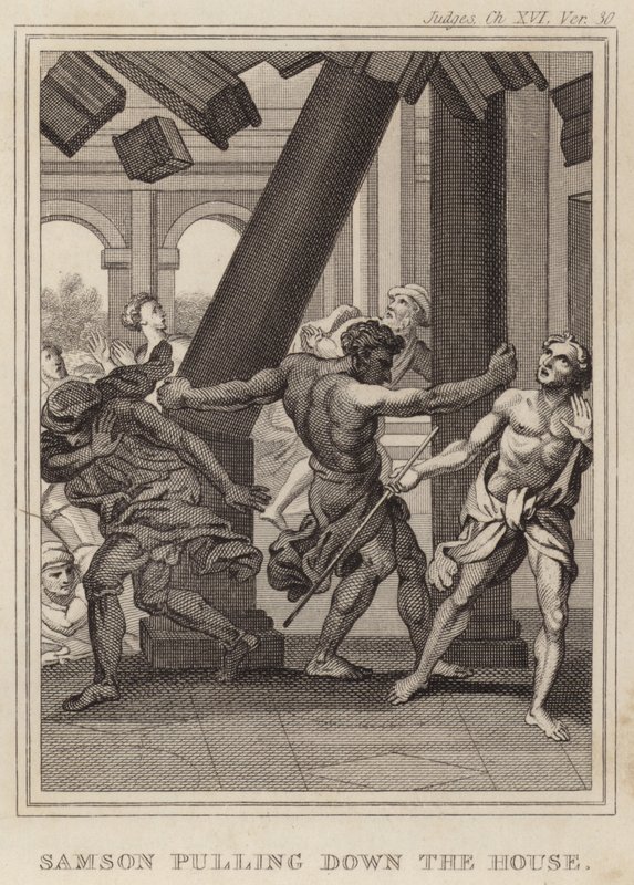 Samson Pulling Down the House by English School