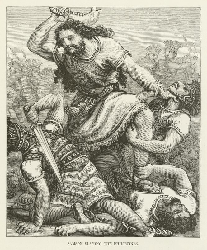 Samson Slaying the Philistines by English School