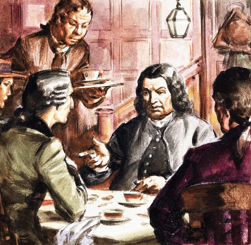 Samuel Johnson taking tea by English School