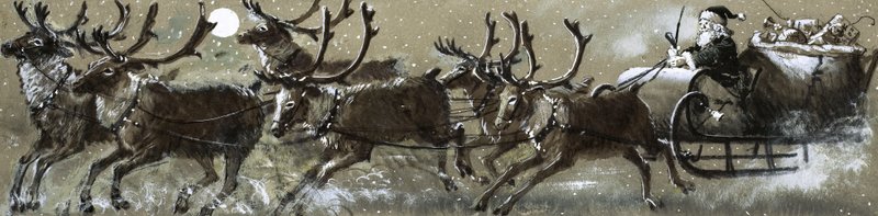 Santa Claus in His Sleigh by English School