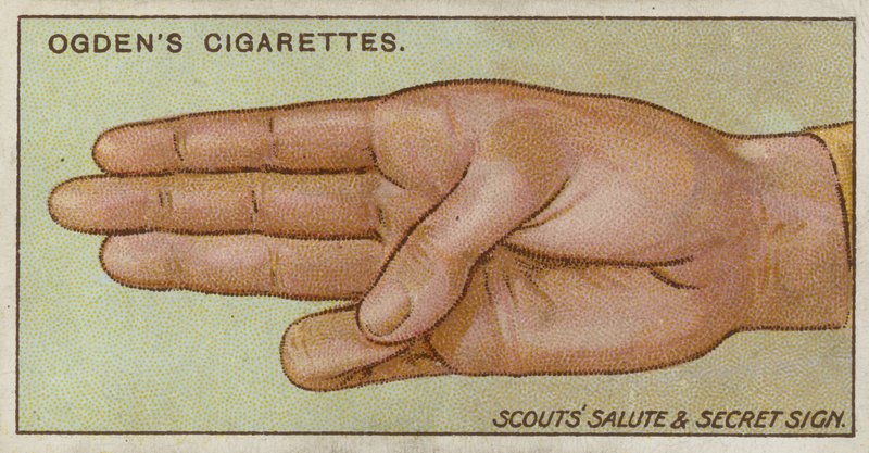 Scouts salute and secret sign by English School