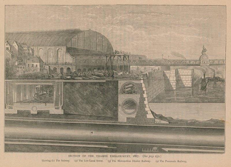 Section of the Thames Embankment, 1867 by English School