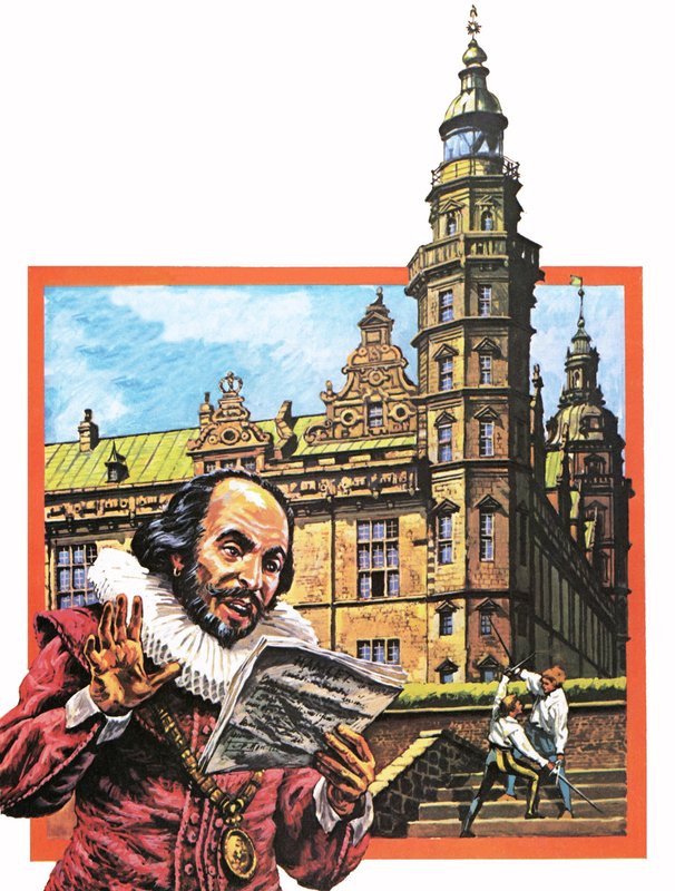 Shakespeare and Elsinore Castle by English School