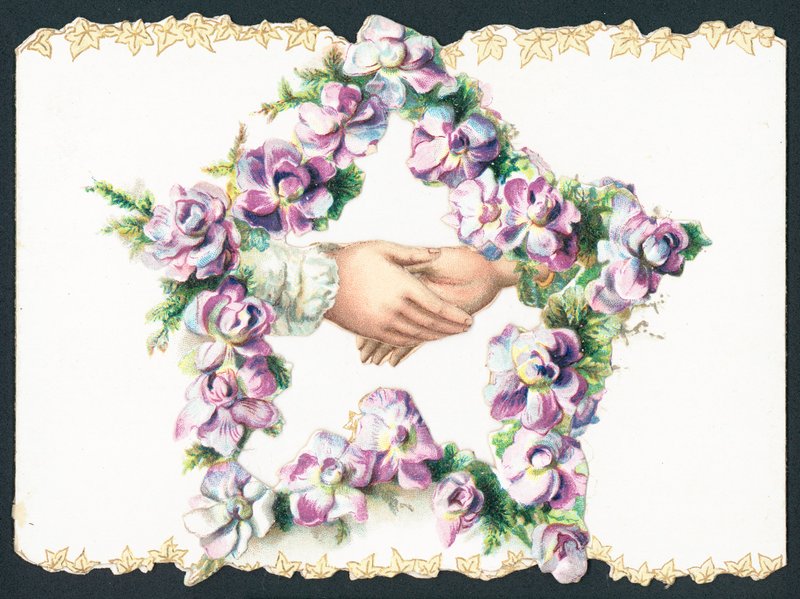Shaking Hands inside Star of Flowers by English School
