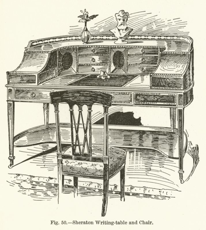 Sheraton Writing-table and Chair by English School