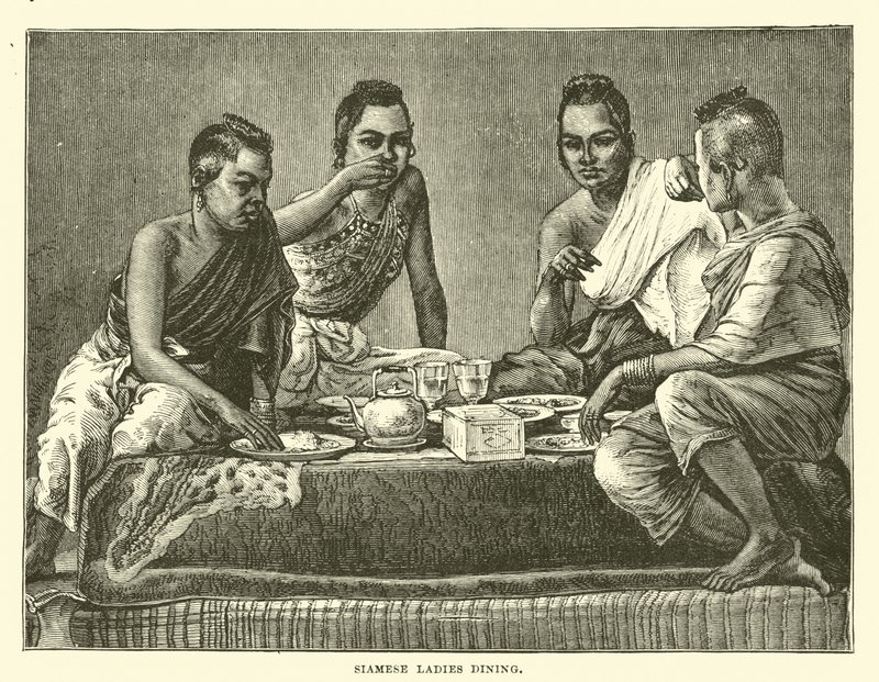 Siamese Ladies Dining by English School