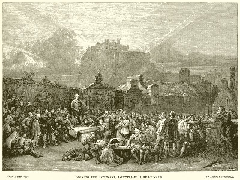 Signing the Covenant, Greyfriars Churchyard by English School