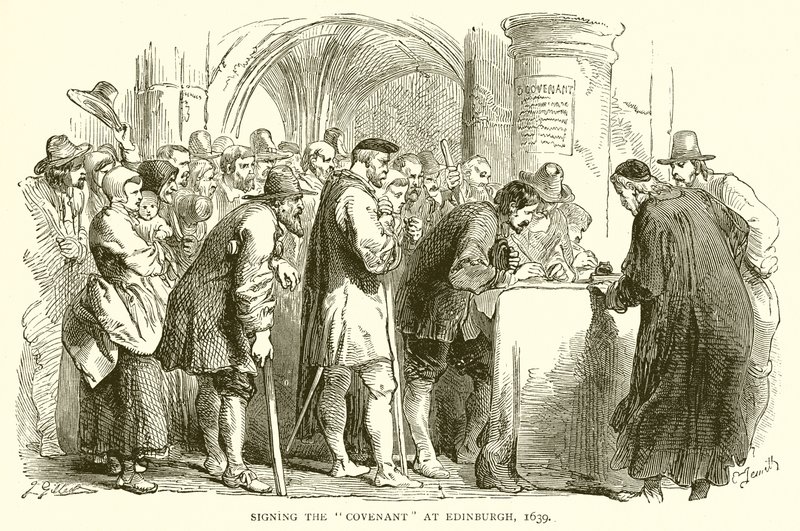 Signing the Covenant at Edinburgh, 1639 by English School