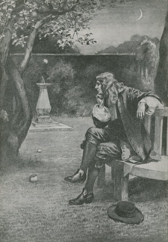 Sir Isaac Newton Sees an Apple Fall by English School