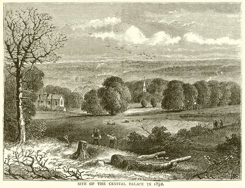Site of the Crystal Palace in 1852 by English School