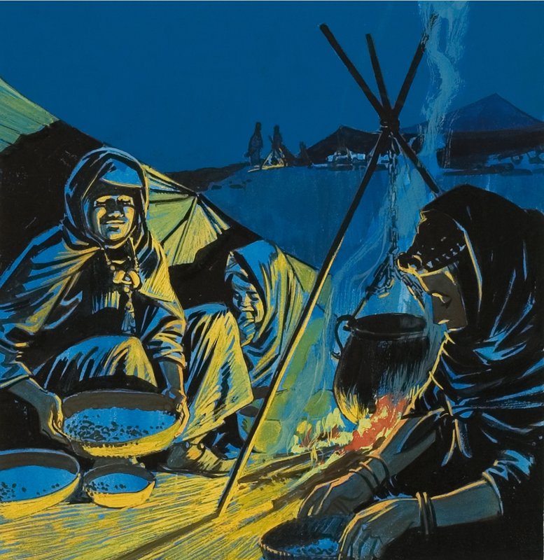 Sitting by the Camp Fire by English School