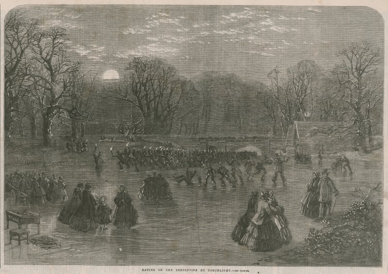 Skating on the Serpentine by Torchlight by English School