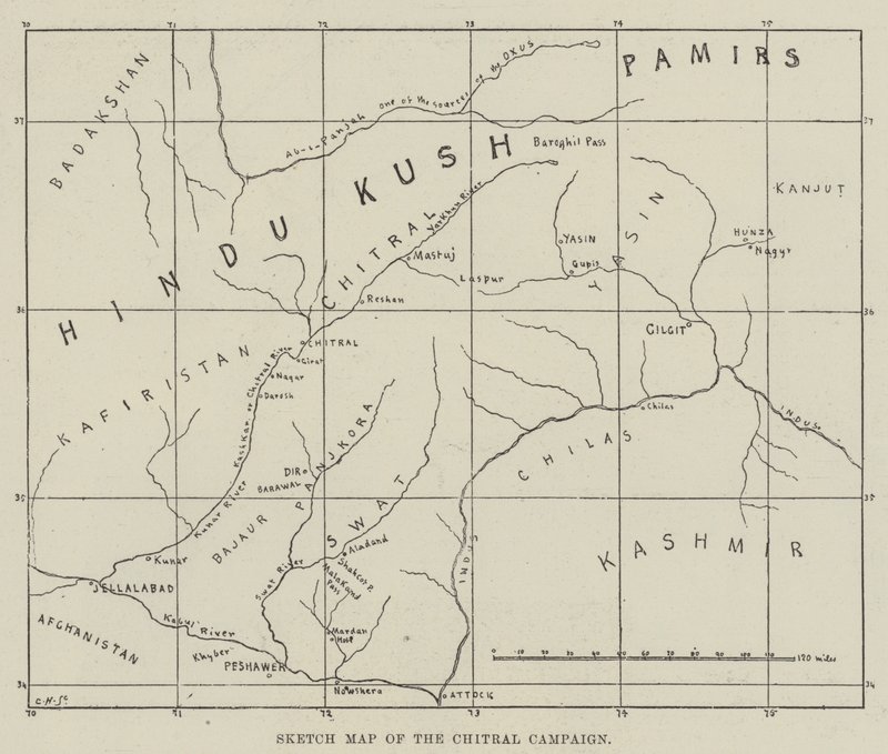 Sketch Map of the Chitral Campaign by English School
