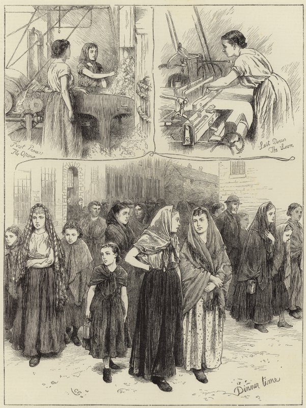 Sketches at a Manchester cotton factory by English School