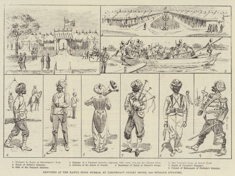 Sketches at the Rawul Pindi Durbar by English School