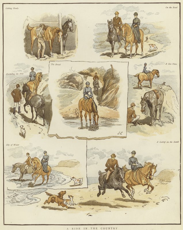 Sketches on horseback by English School