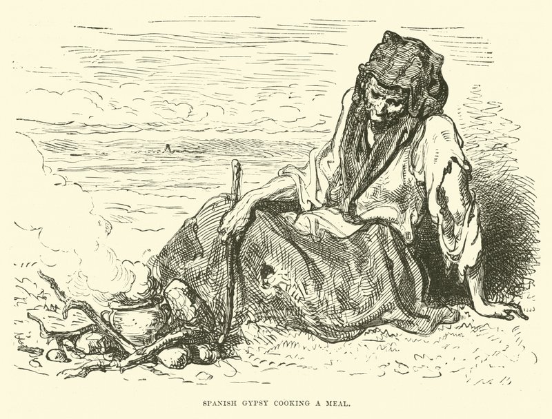 Spanish Gypsy Cooking a Meal by English School