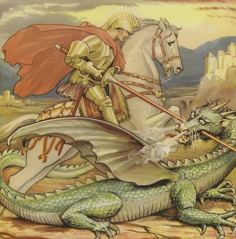 St George and the Dragon by English School