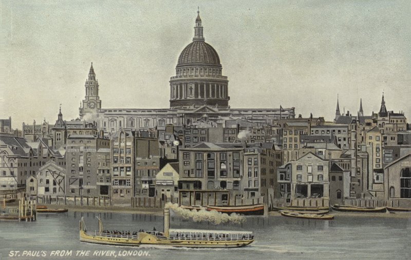 St Pauls from the river, London by English School