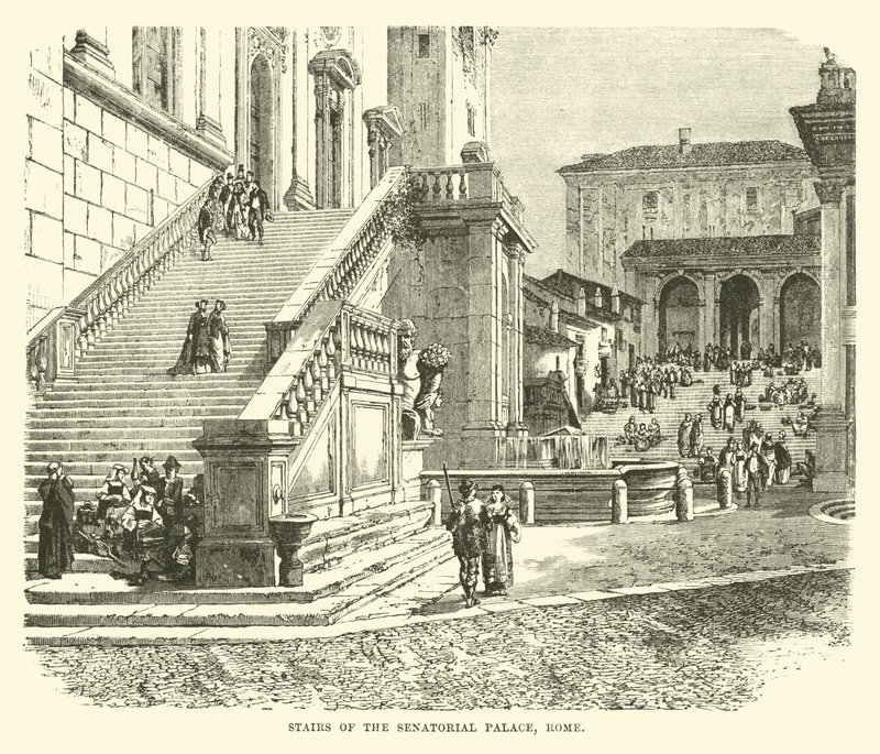 Stairs of the Senatorial Palace, Rome by English School