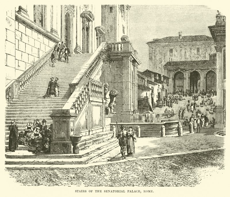 Stairs of the Senatorial Palace, Rome by English School