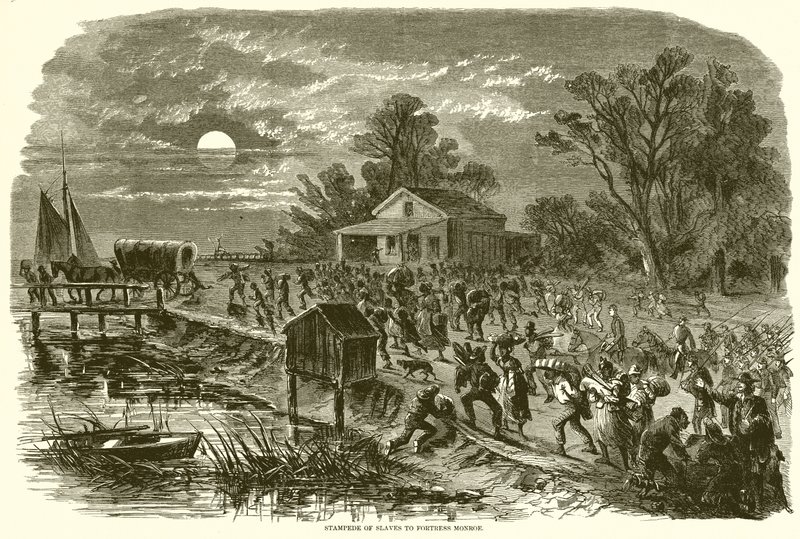 Stampede of Slaves to Fortress Monroe by English School