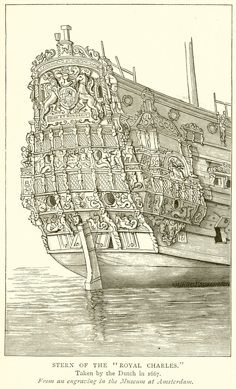 Stern of the Royal Charles by English School