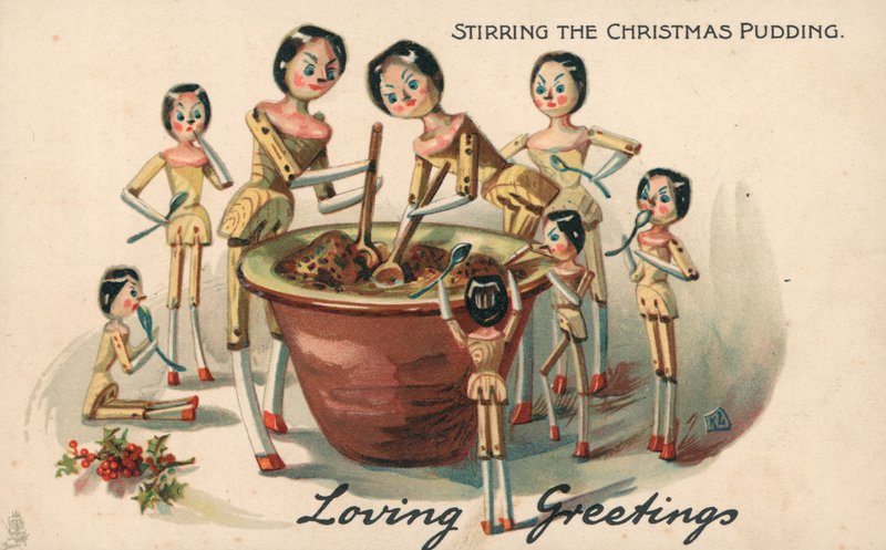 Stirring the Christmas Pudding by English School