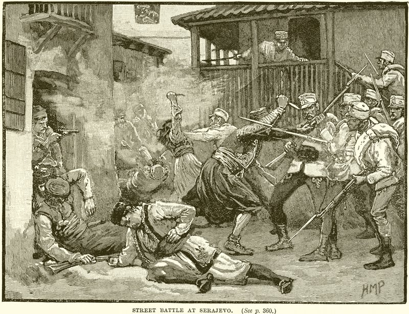 Street Battle at Sarajevo by English School