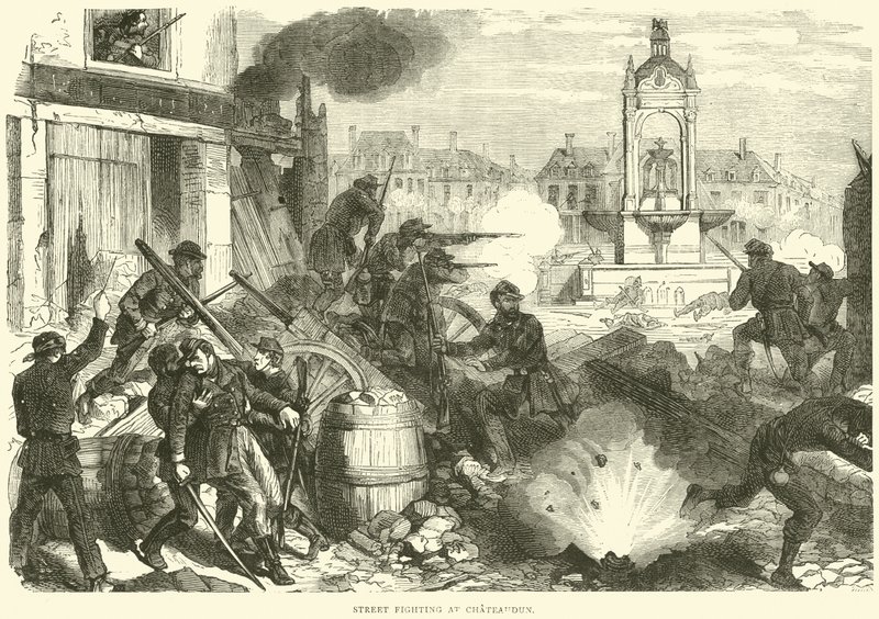 Street Fighting at Chateaudun, October 1870 by English School