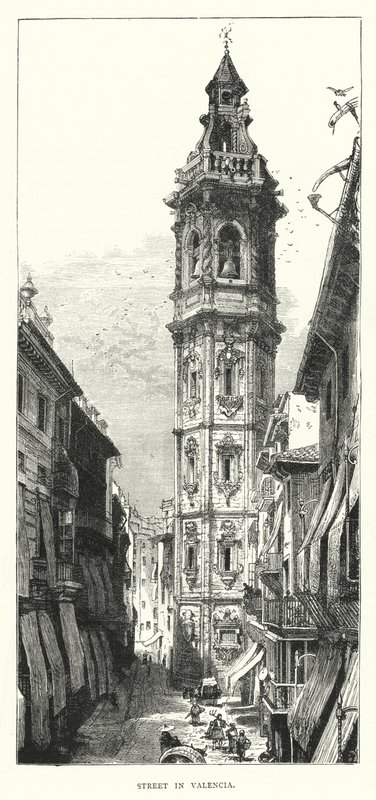 Street in Valencia (engraving) by English School