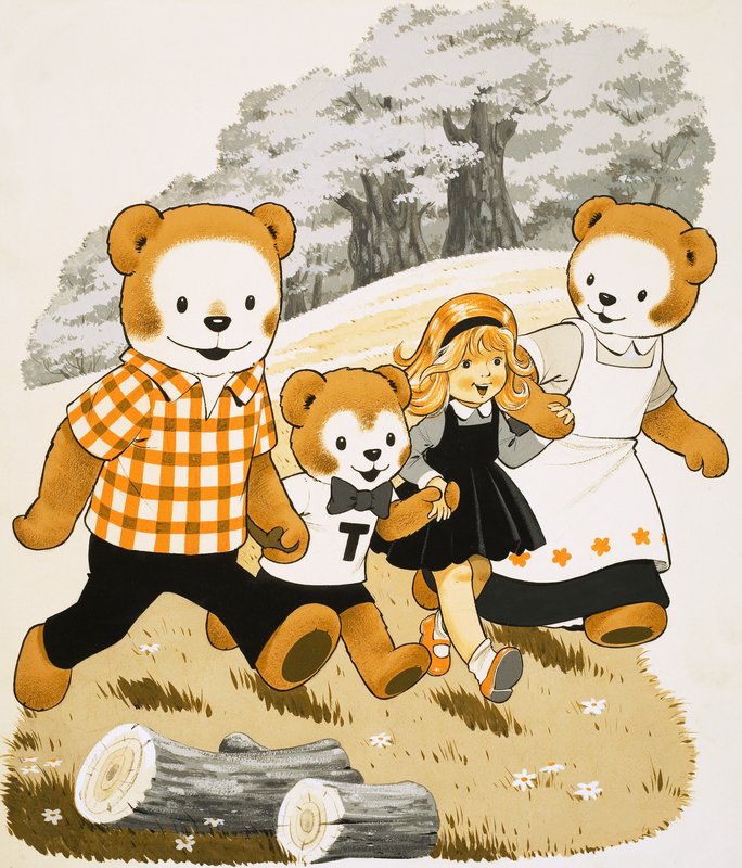 Teddy Bears with Young Girl by English School
