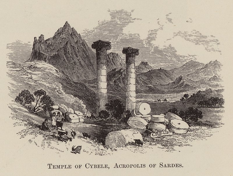 Temple of Cybele, Acropolis of Sardes (engraving) by English School