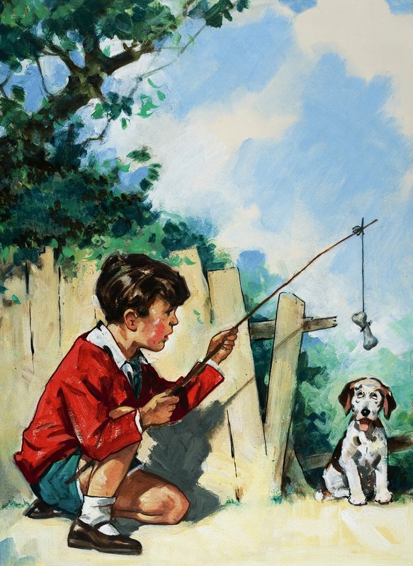 Tempting a dog by English School