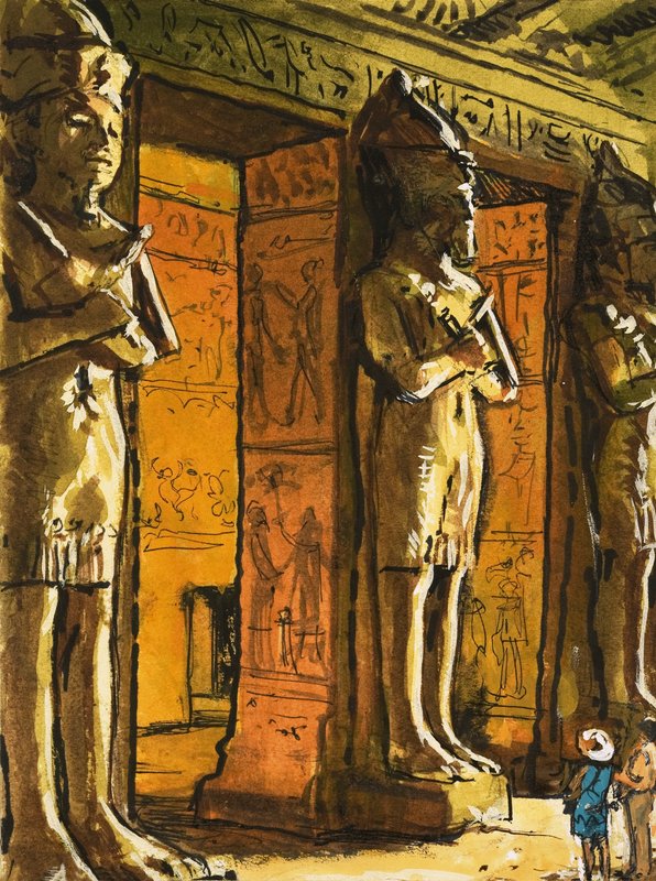 The Ancient Egyptian Temple at Abu Simbel by English School