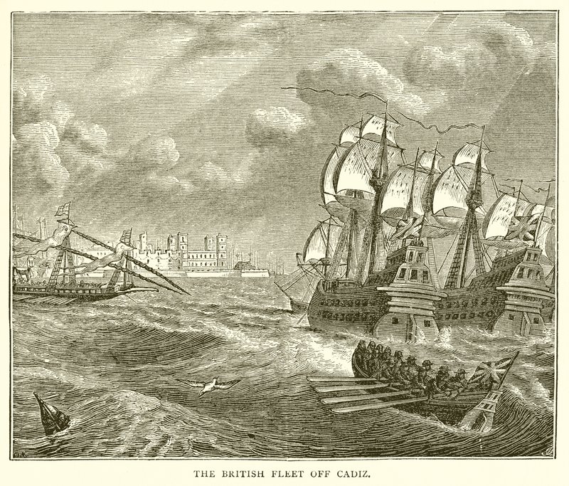 The British Fleet Off Cadiz by English School