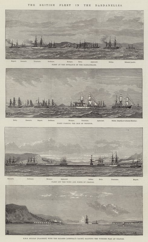 The British Fleet in the Dardanelles by English School