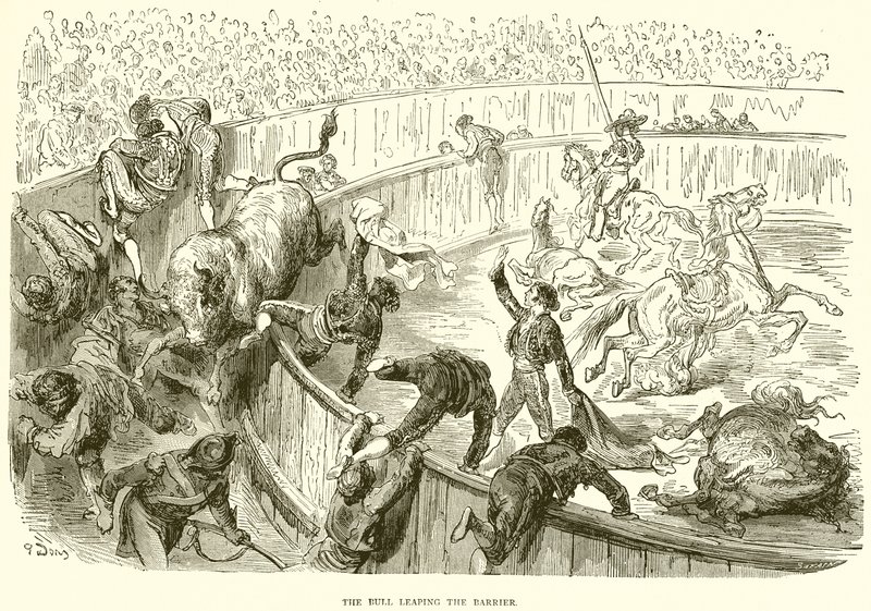 The Bull Leaping the Barrier by English School